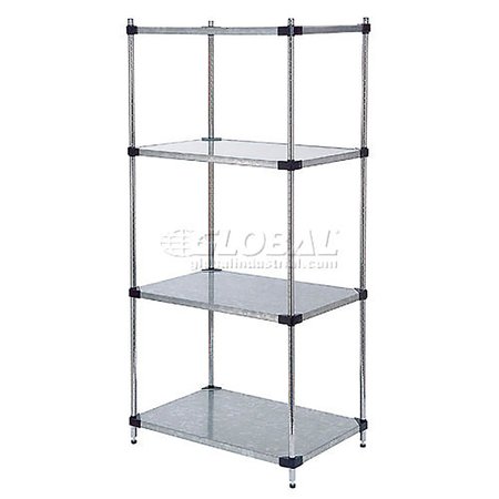 NEXEL Galvanized Steel, 4 Tier, Solid Shelving Starter Unit, 42Wx24Dx74H 24427SZ